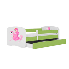 Kocot kids Dětská postel Babydreams princezna na koni zelená, varianta 70x140, se šuplíky, bez matrace