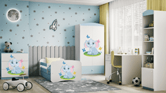 Kocot kids Dětská postel Babydreams slon s motýlky modrá, varianta 80x180, se šuplíky, bez matrace