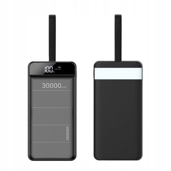 DUDAO Powerbank 30000mAh USB-C Lightning + svítilna, bílá