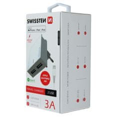 SWISSTEN Swissten Síťový Adaptér Smart Ic 2X Usb 3A Power + Datový Kabel Usb / Lightning Mfi 1,2 M Bílý 8595217463295