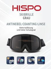 HISPO Lyžařské snowboardové brýle HISPO Unisex, 100% ochrana před UV (UV400), ochrana před zamlžováním, větruodolné, dvojité sklo, termoplastický polyuretanový rám (TPU), nastavitelný pásek, černá