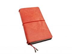 Finebook Prémiový kožený zápisník PUEBLO ve stylu Midori červený formát Moleskine S