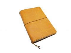 Finebook Prémiový kožený zápisník PUEBLO ve stylu Midori hořčicový formát A6