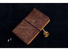 Finebook Prémiový kožený zápisník PUEBLO ve stylu Midori tmavě hnědý formát A6