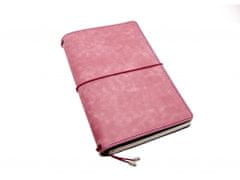 Finebook Prémiový kožený zápisník PUEBLO ve stylu Midori vínový formát A6