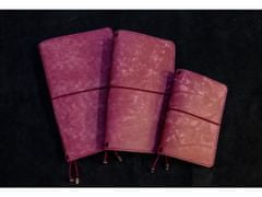 Finebook Prémiový kožený zápisník PUEBLO ve stylu Midori vínový formát Moleskine S