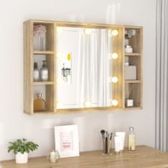 shumee Zrcadlová skříňka s LED dub sonoma 76 x 15 x 55 cm