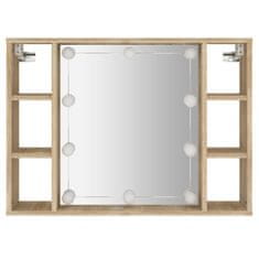 shumee Zrcadlová skříňka s LED dub sonoma 76 x 15 x 55 cm