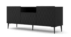 Homlando TV stolek DIUNA 2D1K 145 cm černá mat s černými nožičkam