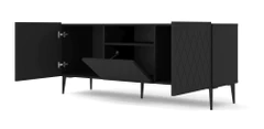 Homlando TV stolek DIUNA 2D1K 145 cm černá mat s černými nožičkam