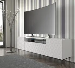 Homlando TV stolek DIUNA 2D1K 193 cm bílá mat s černými nožičkam