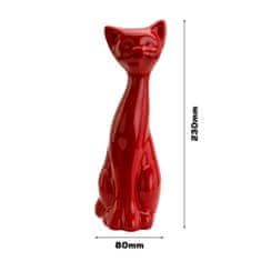 botle Figurka kočky Stojící socha 8 x 23 cm Keramický červená Dekorace Lesk Dárek Moderní