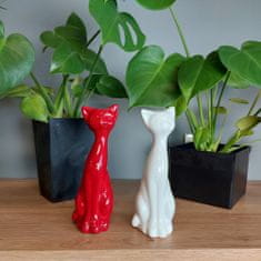 botle Figurka kočky Stojící socha 8 x 23 cm Keramický červená Dekorace Lesk Dárek Moderní