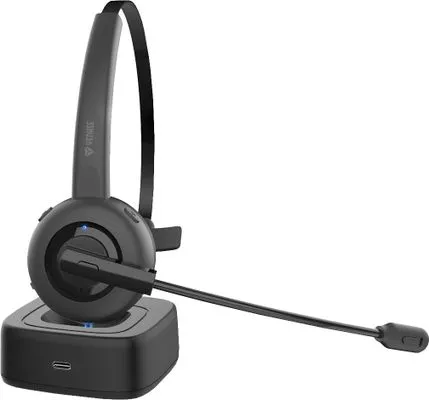  moderné slúchadlá do kancelárie mono prevedenie yenkee yhp 50bt Bluetooth technológia nabíjacia batéria usb-c nabíjacia základňa mikrofón otočný 