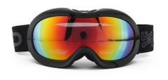 HISPO na před UV (UV400), ochrana před zamlžováním, větruodolné, dvojité sklo, termoplaLyžařské dětské snowboardové brýle, 100% ochrastický polyuretanový rám (TPU), nastavitelný pásek., černá