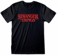 CurePink Pánské tričko Netflix|Stranger Things: Logo Black (XL) černá bavlna