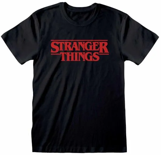 CurePink Pánské tričko Netflix|Stranger Things: Logo Black (L) černá bavlna