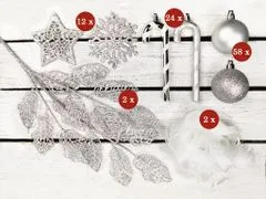 LAALU.cz Sada vánočních ozdob 144 ks v luxusním boxu CUKROVÁ HŮLKA do 240-270 cm