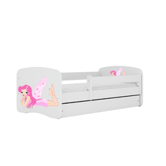 Kocot kids Dětská postel Babydreams víla s křídly bílá, varianta 70x140, se šuplíky, s matrací