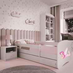 Kocot kids Dětská postel Babydreams víla s křídly bílá, varianta 70x140, se šuplíky, s matrací