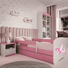 Kocot kids Dětská postel Babydreams víla s křídly růžová, varianta 70x140, bez šuplíků, bez matrace