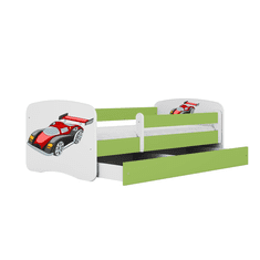Kocot kids Dětská postel Babydreams závodní auto zelená, varianta 70x140, se šuplíky, s matrací