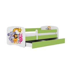 Kocot kids Dětská postel Babydreams ZOO zelená, varianta 80x180, se šuplíky, bez matrace