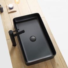 BPS-koupelny Keramické umyvadlo na desku REA DENIS 61,5x35x11 cm černé mat