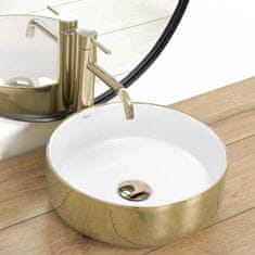 BPS-koupelny Keramické umyvadlo na desku REA SAMI bílé/zlaté lesk