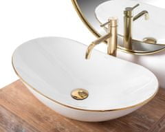 BPS-koupelny Keramické umyvadlo na desku REA ROYAL WHITE bílé/zlaté