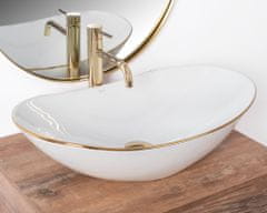 BPS-koupelny Keramické umyvadlo na desku REA ROYAL WHITE bílé/zlaté