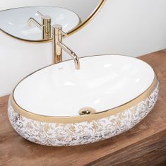 BPS-koupelny Keramické umyvadlo na desku REA MERYL bílé/zlaté