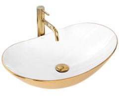 BPS-koupelny Keramické umyvadlo na desku REA ROYAL LUX bílé/zlaté