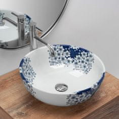 BPS-koupelny Keramické umyvadlo na desku REA FIORI bílé/modré