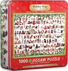 EuroGraphics Puzzle v plechové krabičce Vánoční psi 1000 dílků