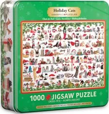 EuroGraphics Puzzle v plechové krabičce Vánoční kočky 1000 dílků