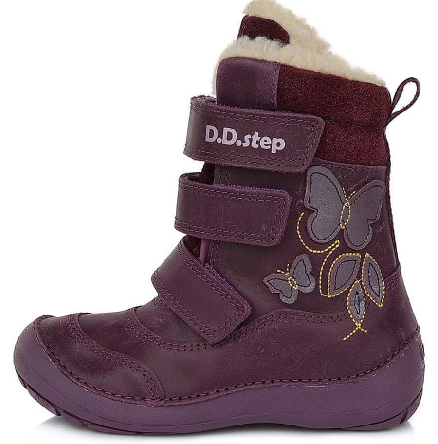 D-D-step dívčí zimní kožená kotníčková obuv W023-117 fialová 29