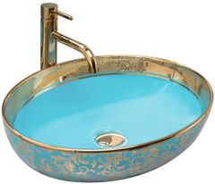 BPS-koupelny Keramické umyvadlo na desku REA MARGOT modré/zlaté