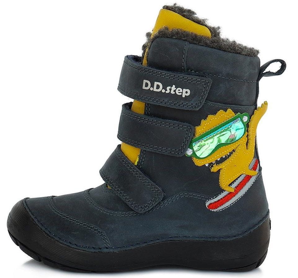 D-D-step chlapecká zimní kožená kotníčková obuv W023-406A tmavě modrá 25