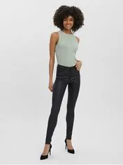 Vero Moda Dámské kalhoty VMSEVEN Slim Fit 10138972 Black COATED (Velikost XS/32)