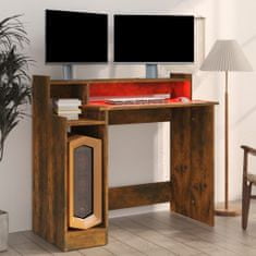Vidaxl Psací stůl s LED světly kouřový dub 97x90x45cm kompozitní dřevo