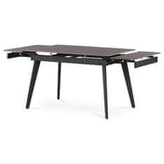 Autronic Moderní jídelní stůl Jídelní stůl 120+30+30x80 cm, keramická deska šedý mramor, kov, černý matný lak (HT-405M GREY)