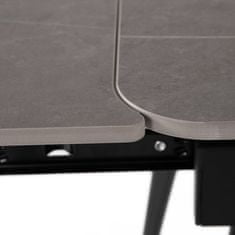 Autronic Moderní jídelní stůl Jídelní stůl 120+30+30x80 cm, keramická deska šedý mramor, kov, černý matný lak (HT-405M GREY)