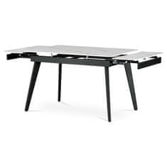 Autronic Moderní jídelní stůl Jídelní stůl 120+30+30x80 cm, keramická deska bílý mramor, kov, černý matný lak (HT-405M WT)