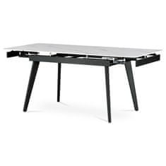 Autronic Moderní jídelní stůl Jídelní stůl 120+30+30x80 cm, keramická deska bílý mramor, kov, černý matný lak (HT-405M WT)