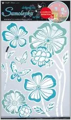 Anděl Přerov Samolepky na zeď květy s modrou konturou zrcadlové, 41x29cm