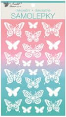 Anděl Přerov Samolepky bílé s glitry 14 x 24 cm, motýlci