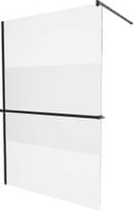 Mexen Kioto sprchová zástěna walk-in s poličkou a držákem ručníků 90 x 200, transparent/matné sklo 8 mm, černá (800-090-121-70-35)