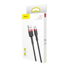 BASEUS Datový kabel Micro USB Baseus - odolný nylonový kabel, 2,4A 1m, červený + černý