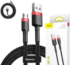 BASEUS Datový kabel Micro USB Baseus - odolný nylonový kabel, 2,4A 1m, červený + černý